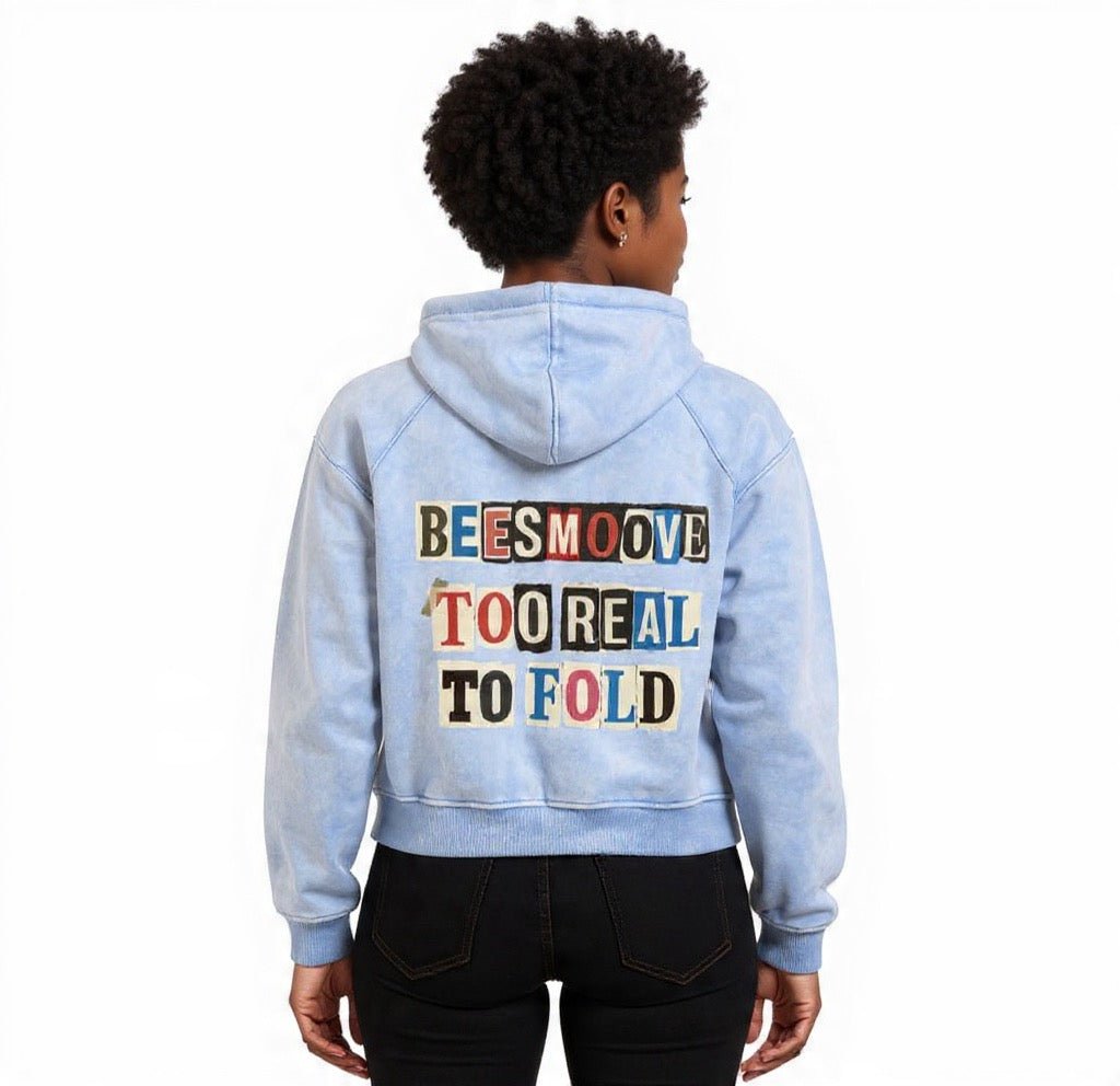 BEESMOOVE T.R.T.F Snow Washed Cropped Hoodie - Beesmoove