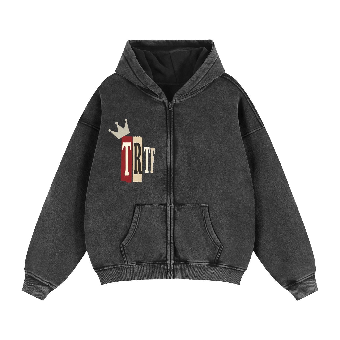 BEESMOOVE T.R.T.F Zip - Through Boxy Fleece Hoodie - Beesmoove