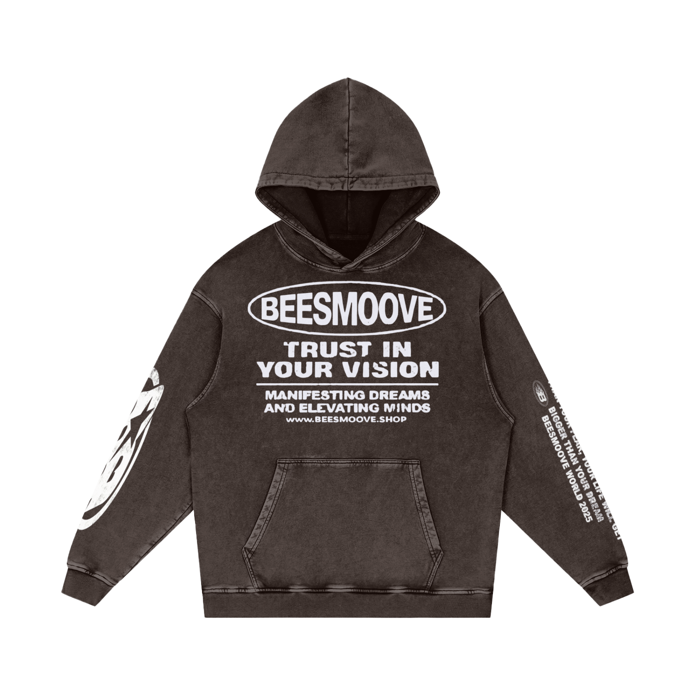 BEESMOOVE Trust in your vision Washed Loose Cotton Hoodie - Beesmoove