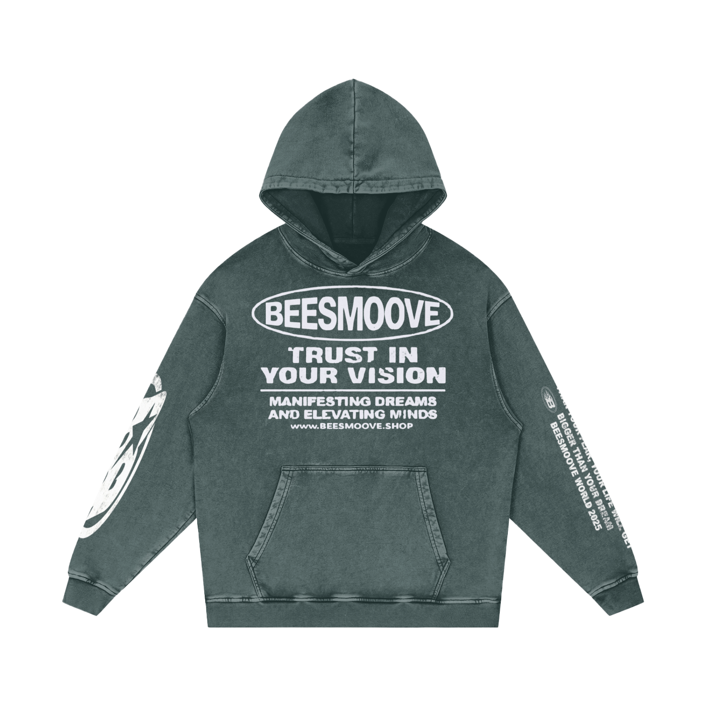 BEESMOOVE Trust in your vision Washed Loose Cotton Hoodie - Beesmoove