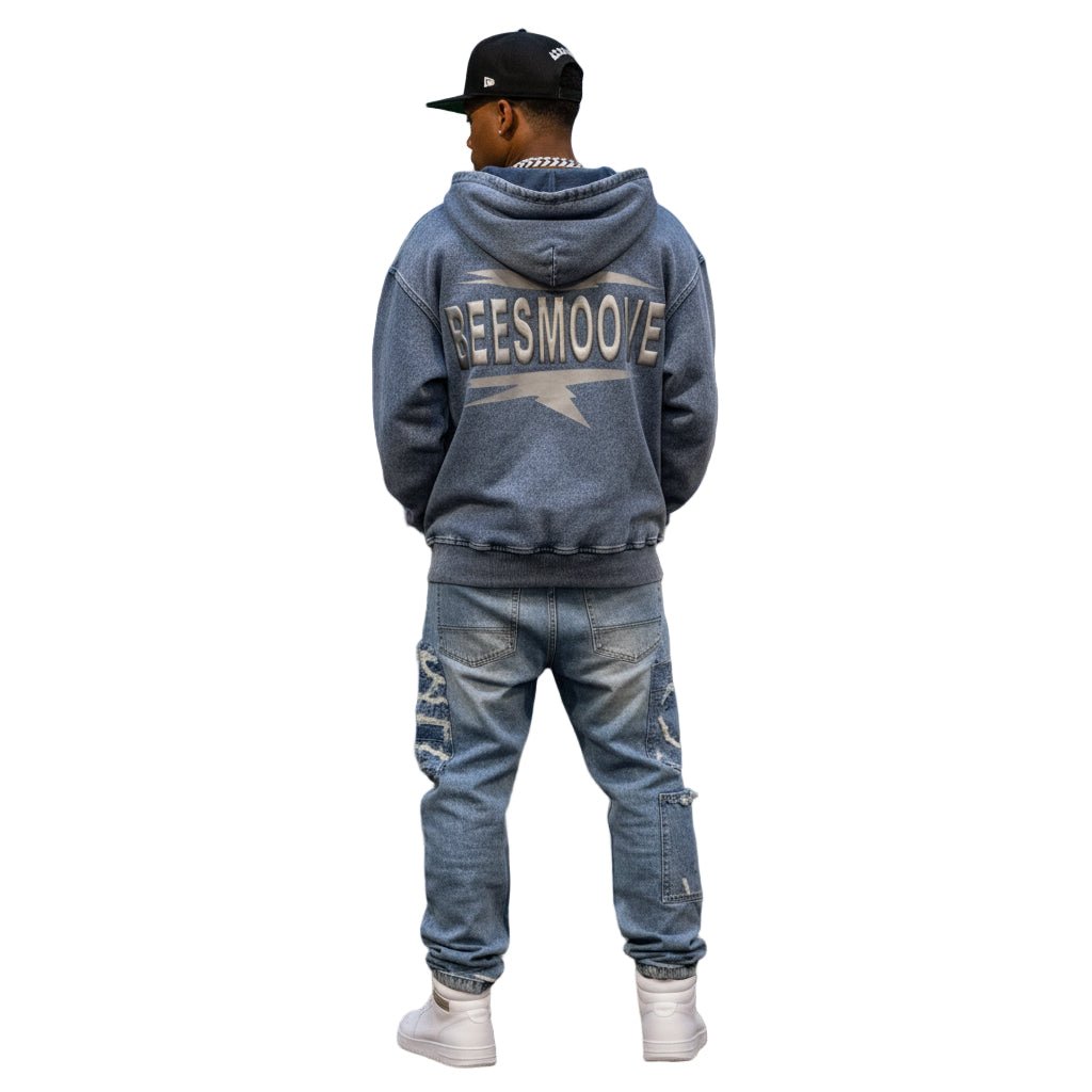 BEESMOOVE Urban Current Wash Oversized Zip - Up Hoodie - Beesmoove