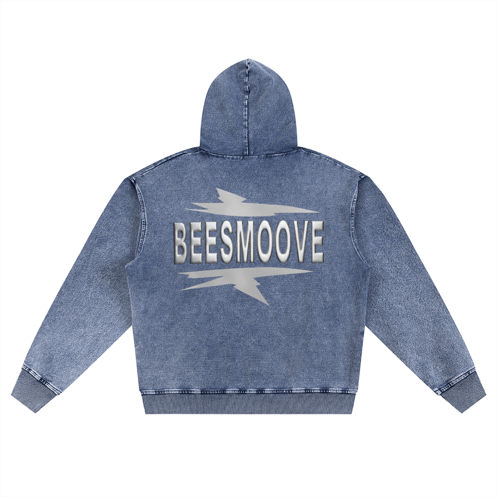 BEESMOOVE Urban Current Wash Oversized Zip - Up Hoodie - Beesmoove