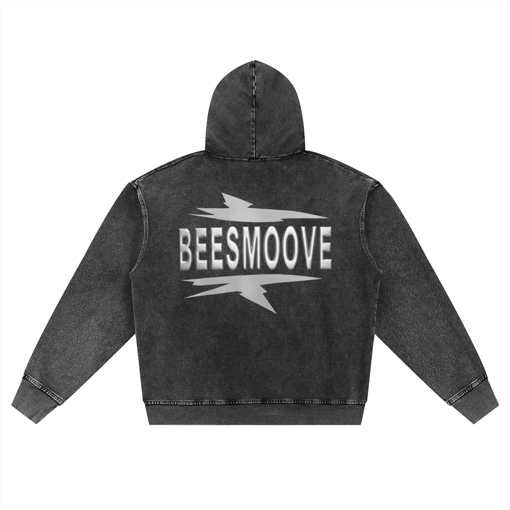 BEESMOOVE Urban Current Wash Oversized Zip - Up Hoodie - Beesmoove
