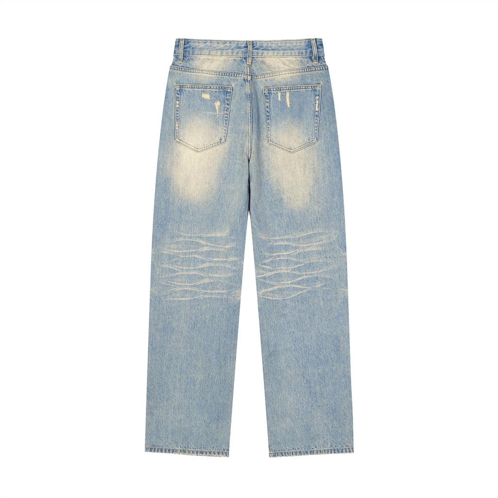 BEESMOOVE v1 Sun Fade Raw Hem Denim Jeans - Beesmoove