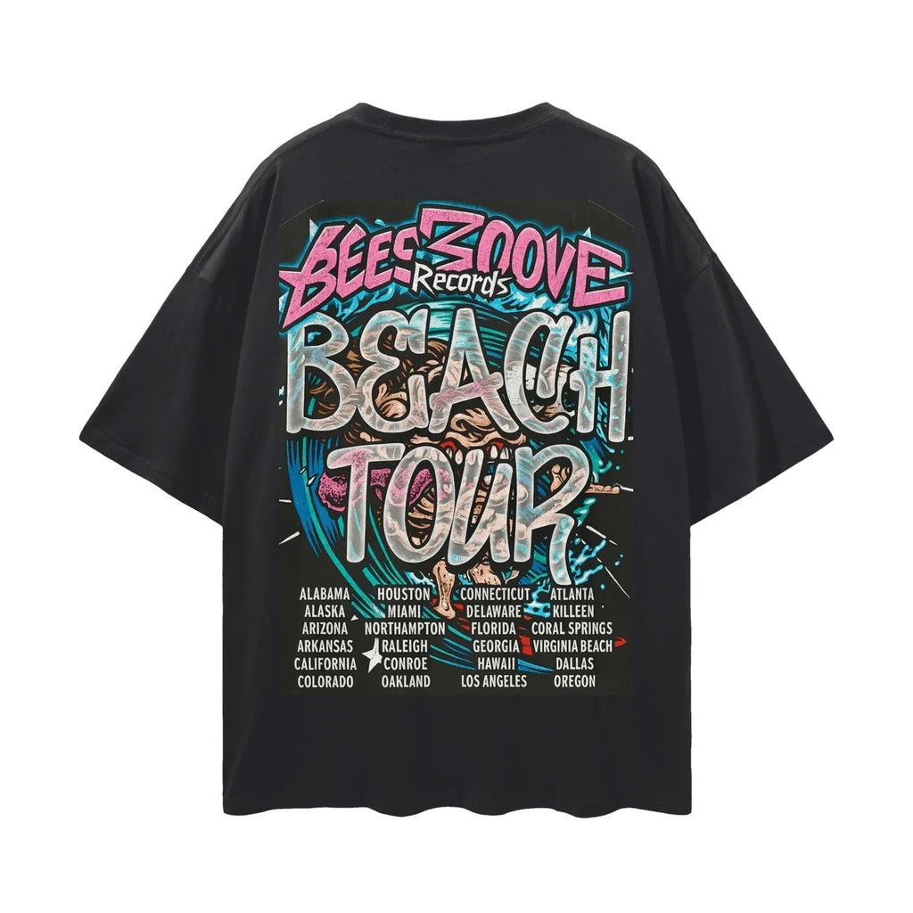 BEESMOOVE WAVE CRASH TOUR Oversize Deep Drop Shoulder Tee - Beesmoove