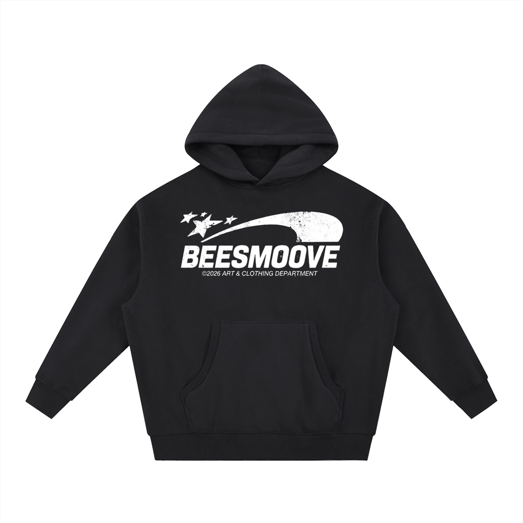 BEESMOOVE white logo Art & Motion Department Oversized Boxy Hoodie - Beesmoove