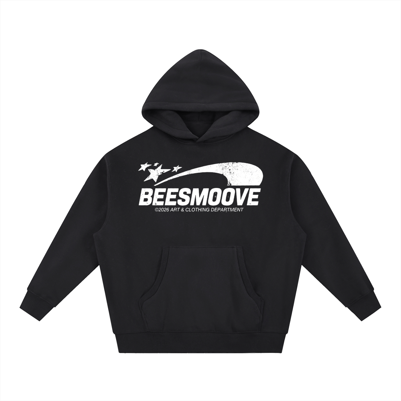 BEESMOOVE white logo Art & Motion Department Oversized Boxy Hoodie - Beesmoove