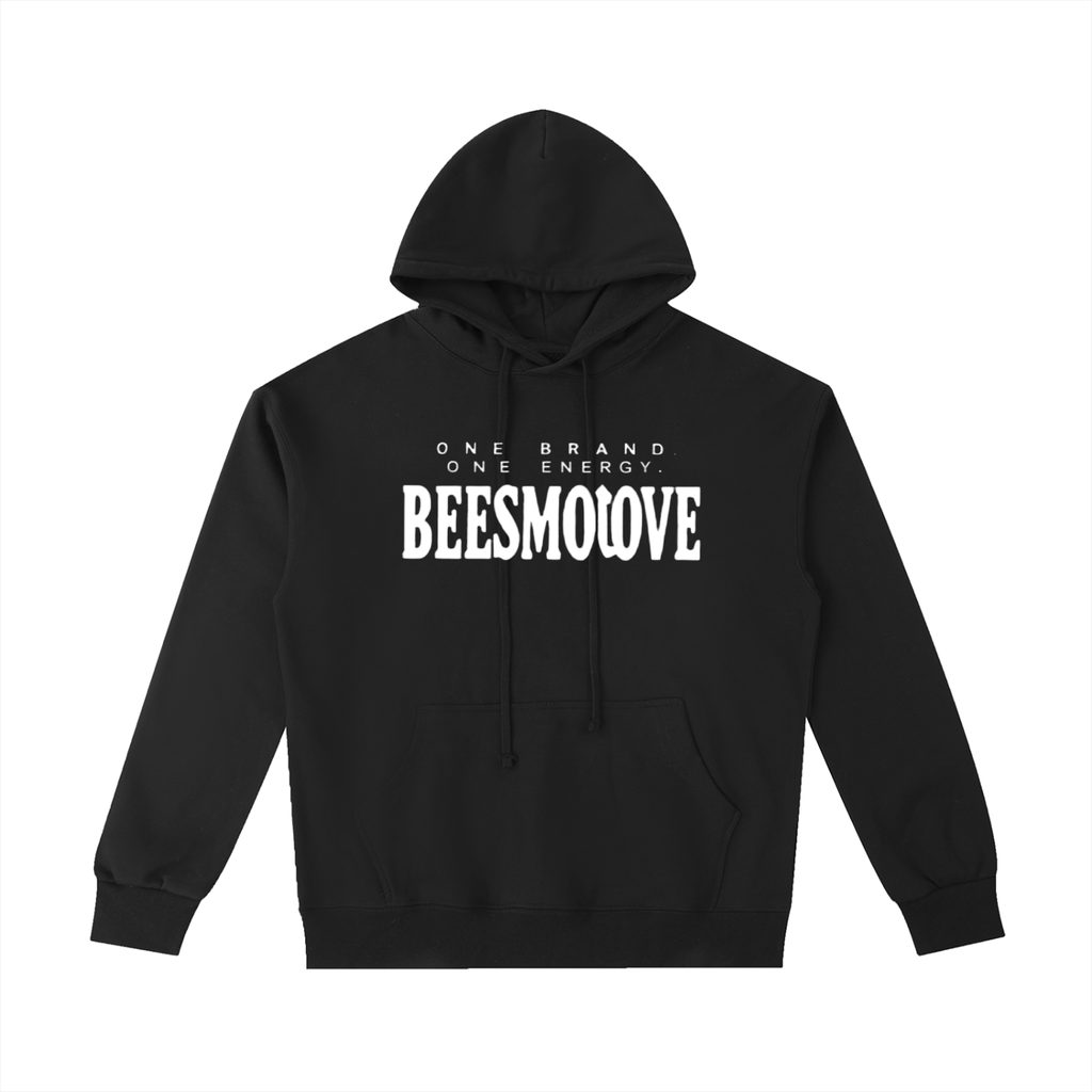 BEESMOOVE White logo One Brand One Energy Heavyweight Cotton Hoodie - Beesmoove