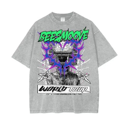 Beesmoove World Tour Oversize Snow Washed T-Shirt - Beesmoove 