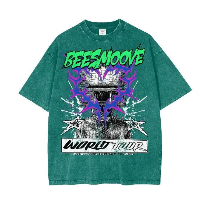 Beesmoove World Tour Oversize Snow Washed T-Shirt - Beesmoove