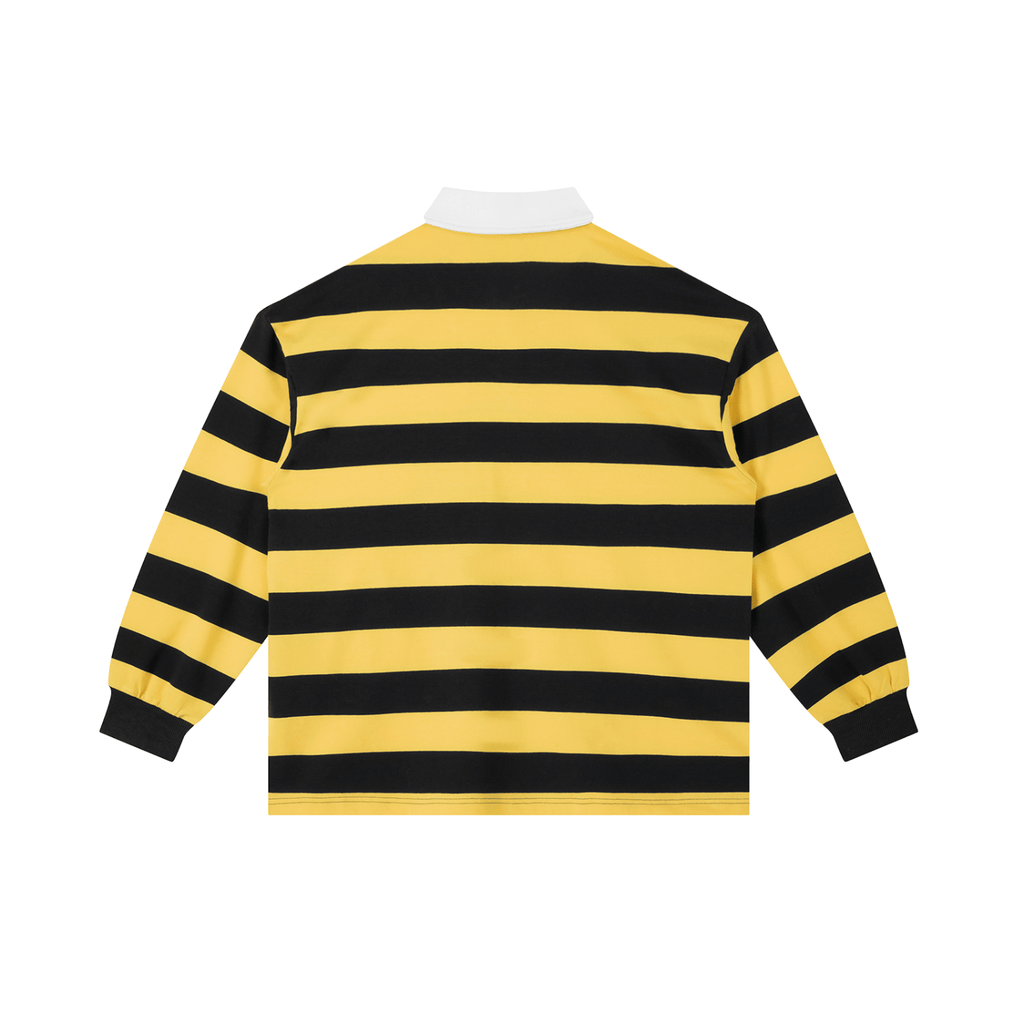 BEESMOOVE Yellow Black Color Block Stripe Polo Shirt - Beesmoove