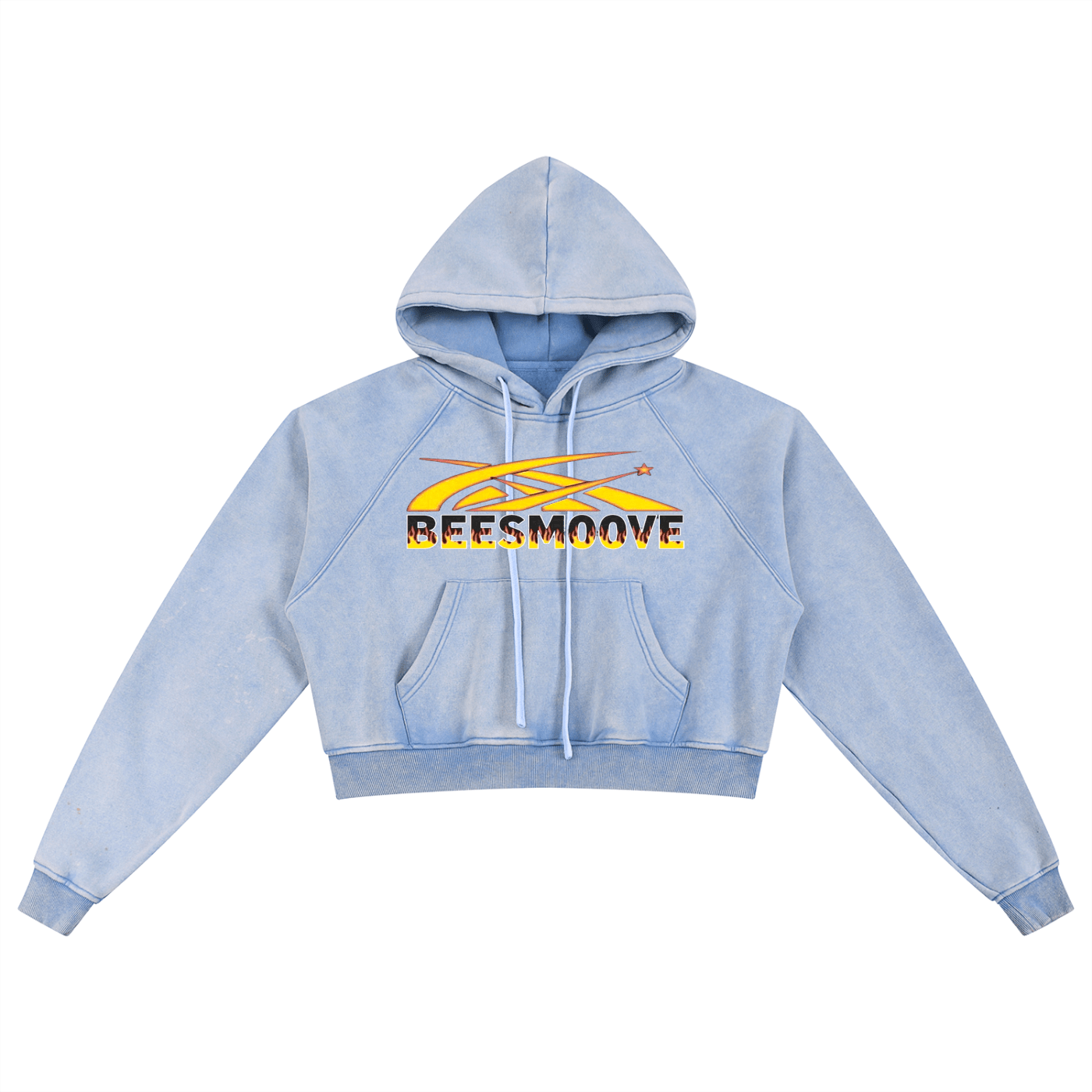 BEESMOOVE Yellow Hotwire Washed Cropped Hoodie - Beesmoove