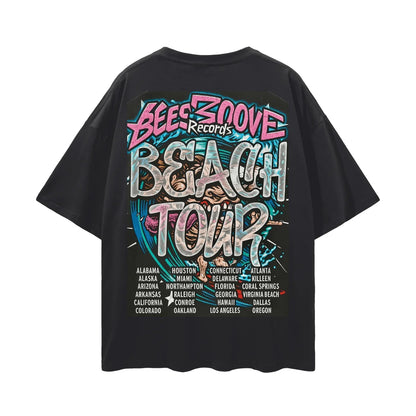 BEESMOOVE WAVE CRASH TOUR Oversize Deep Drop Shoulder Tee - Beesmoove 
