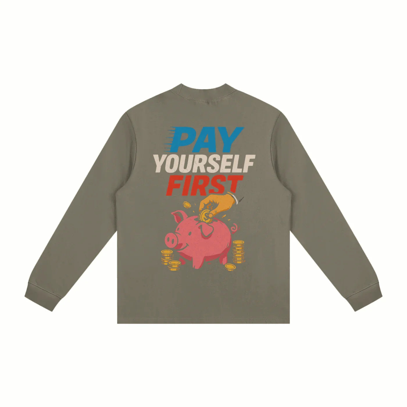 BEESMOOVE pay yourself first Non-Shrink Mock Neck Sweatshirt - Beesmoove 