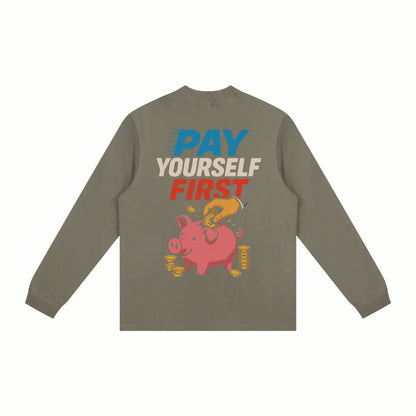 BEESMOOVE pay yourself first Non-Shrink Mock Neck Sweatshirt - Beesmoove 