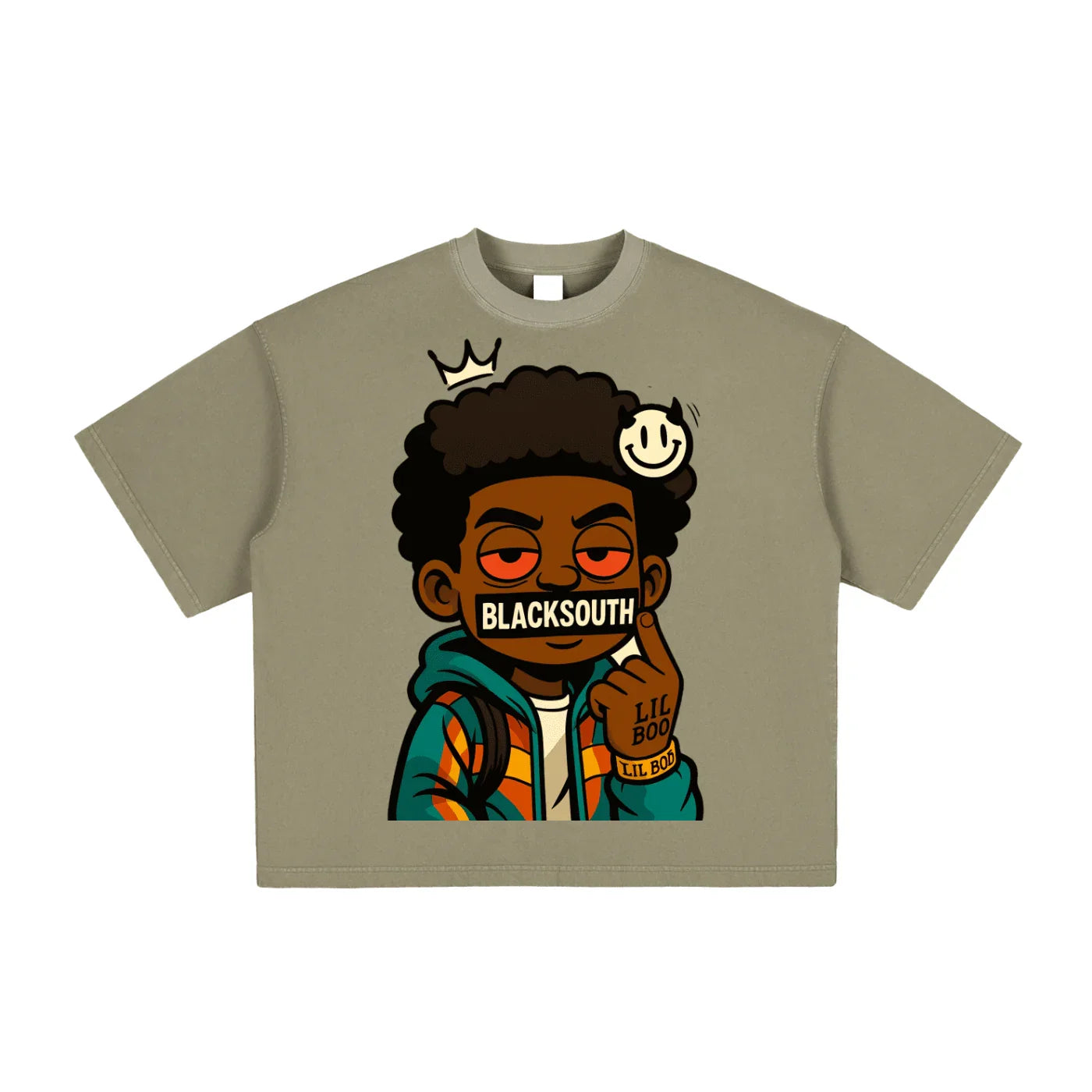 BEESMOOVE Lil Boo Da Menace Washed Boxy T-Shirt - Beesmoove 