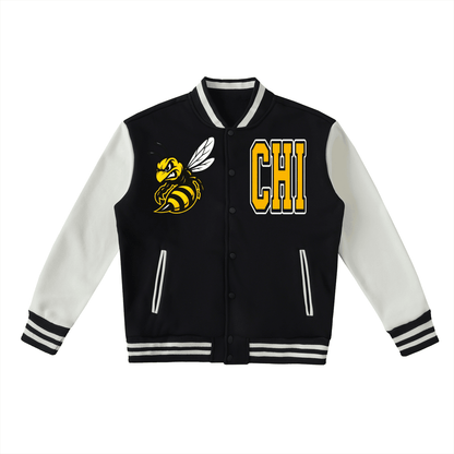 BEESMOOVE CHI BEES Two-Tone Fleeced Varsity Jacket - Beesmoove 