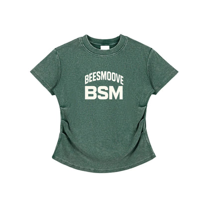 BEESMOOVE Boss Status Mentality Vintaged-Wash Bodycon Cotton Tee - Beesmoove 
