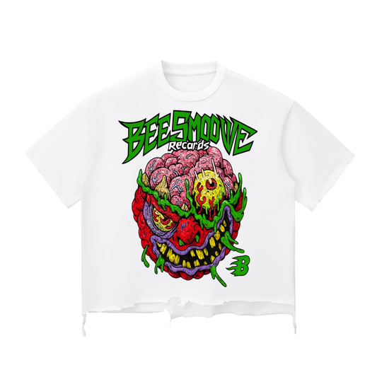 BEESMOOVE Mind Drip Records Wash Raw-Hem Boxy T-shirt