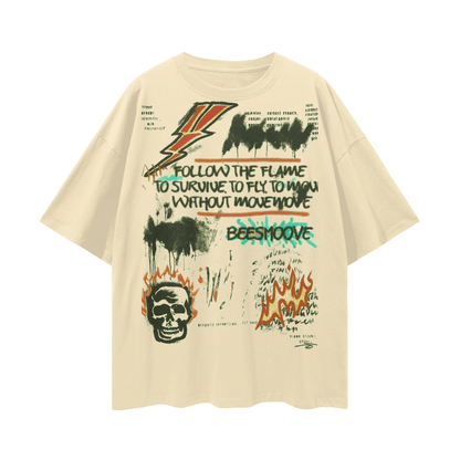 BEESMOOVE Flame Runner Loose Drop Shoulder T-Shirt - Beesmoove 