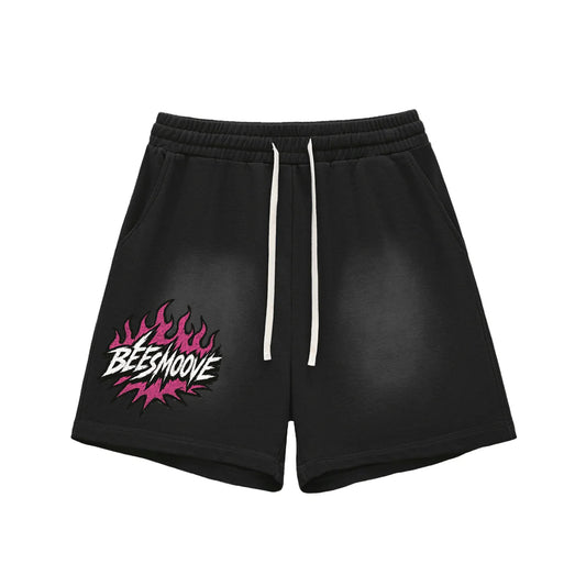 BEESMOOVE Heated Motion Fade Raw Edge Cotton Shorts - Beesmoove 