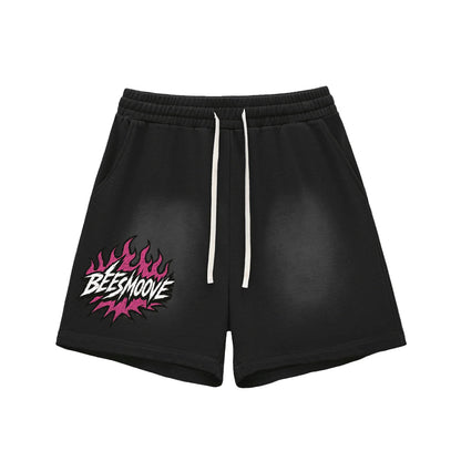 BEESMOOVE Heated Motion Fade Raw Edge Cotton Shorts - Beesmoove 