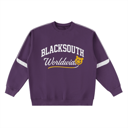 BEESMOOVE BlackSouth Global Oversized Crewneck Taped Sweatshirt - Beesmoove 