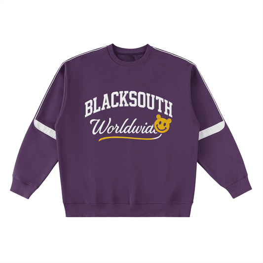 BEESMOOVE BlackSouth Global Oversized Crewneck Taped Sweatshirt - Beesmoove 