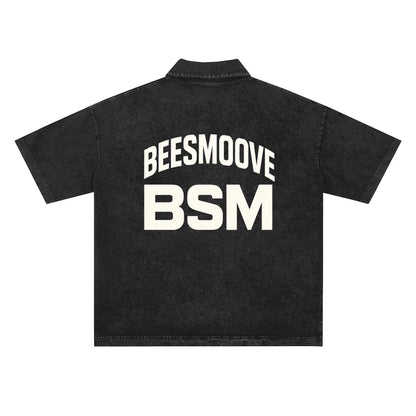 BEESMOOVE BSM Heavyweight Snow-Washed Polo Tee - Beesmoove 