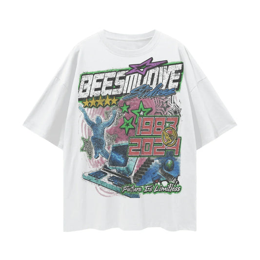 BEESMOOVE Digital Ascension 1983-2024 Deep Drop Shoulder Tee - Beesmoove 