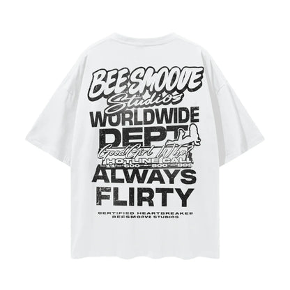 BEESMOOVE Flirty Frequency Dept Deep Drop Shoulder Tee - Beesmoove 