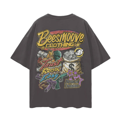 BEESMOOVE Chaos Skull V1 Oversize Deep Drop Shoulder Tee - Beesmoove 