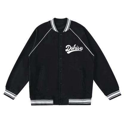 Contrast Trim Raglan Varsity Jacket - Beesmoove 