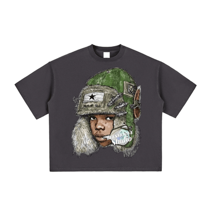 BEESMOOVE War Ready Vintage Washed Boxy T-Shirt - Beesmoove 