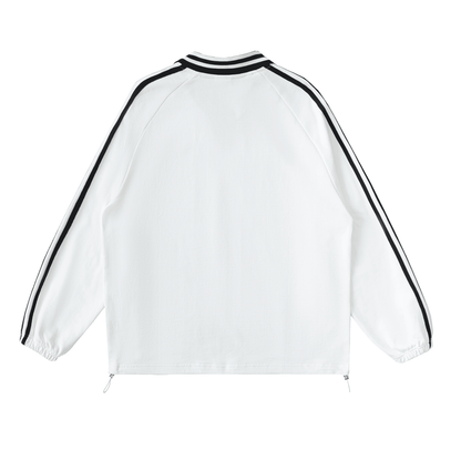 BEESMOOVE DOHIVE Contrast Striped Lapel Collar Sweatshirt - Beesmoove 