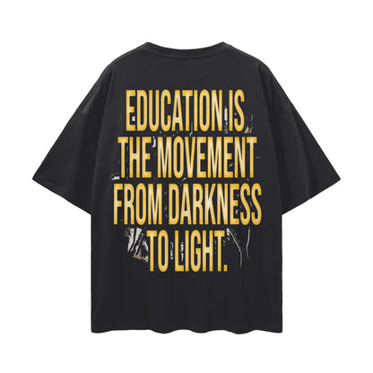 BEESMOOVE Knowledge Ignites Oversize Deep Drop Shoulder Tee - Beesmoove 