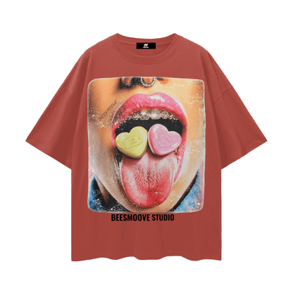 BEESMOOVE Sugar Tongue Oversize Deep Drop Shoulder Tee - Beesmoove 