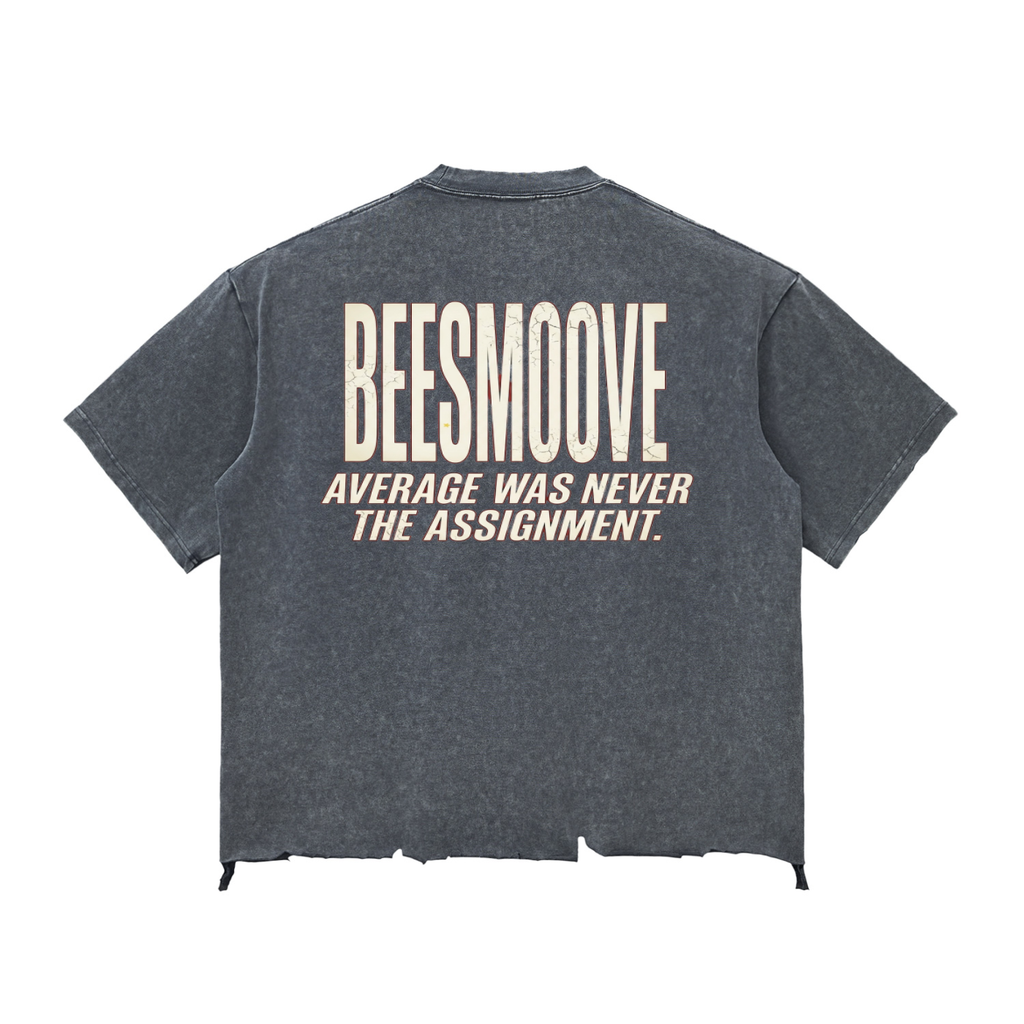 BEESMOOVE “Not Like Them” Raw Hem Wash Raw-Hem Boxy T-shirt