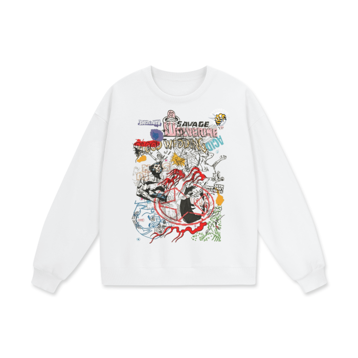 Beesmoove Chaotic Canvas Drop Shoulder Oversized Sweatshirt - Beesmoove 