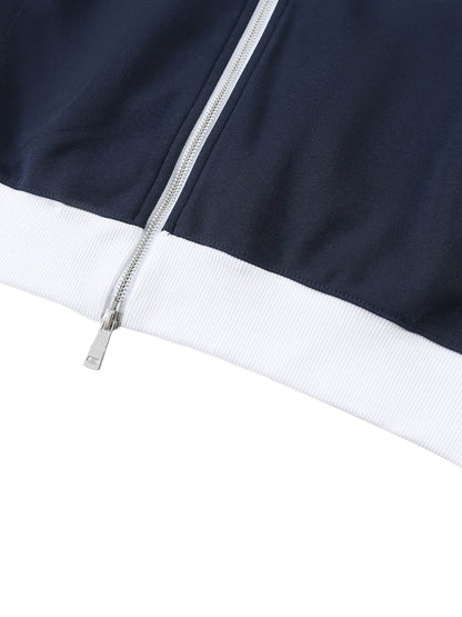 BEESMOOVE DOHIVE Contrast Trim Stand Collar Jacket - Beesmoove 