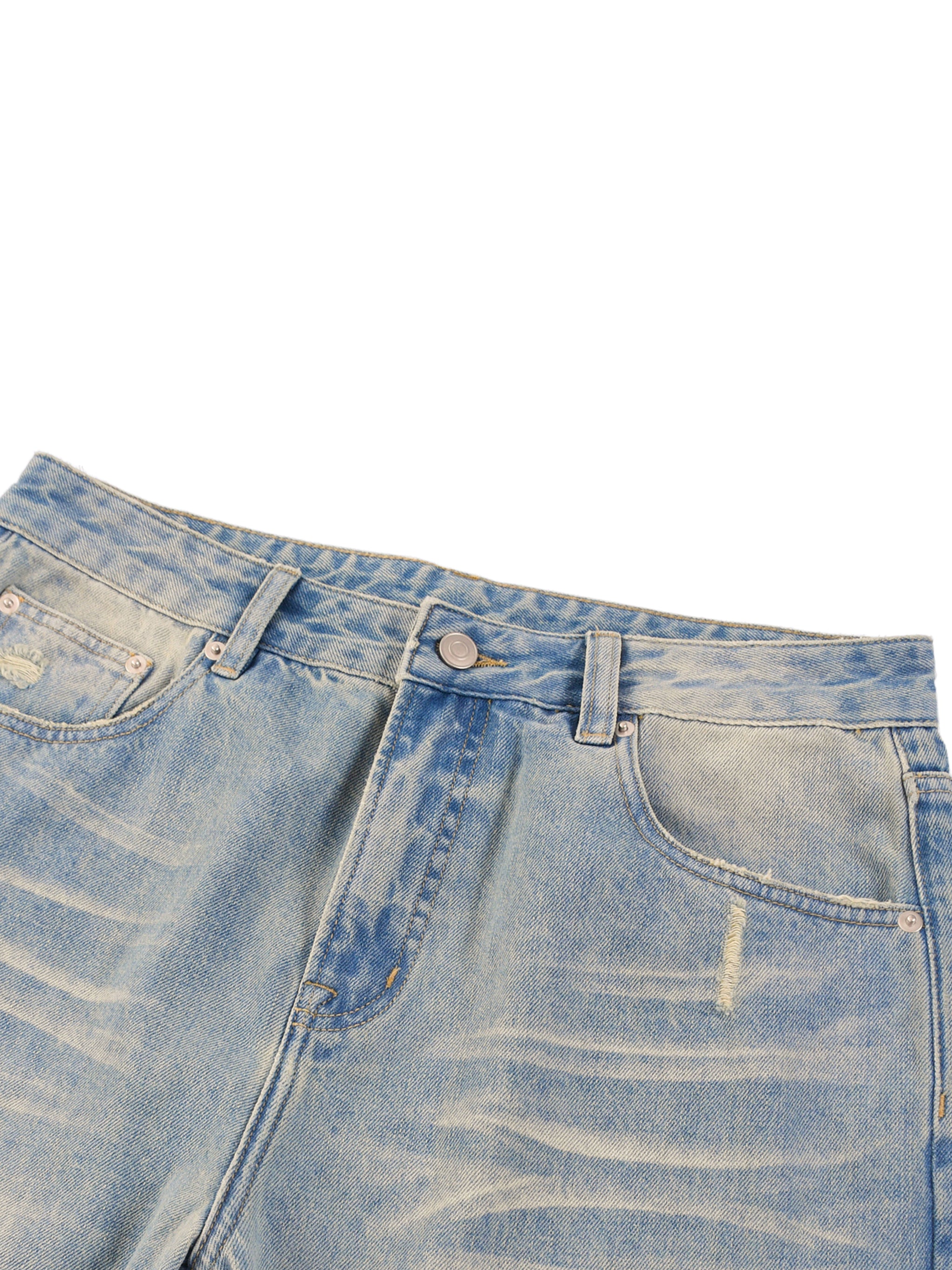 BEESMOOVE v1 Sun Fade Raw Hem Denim Jeans - Beesmoove